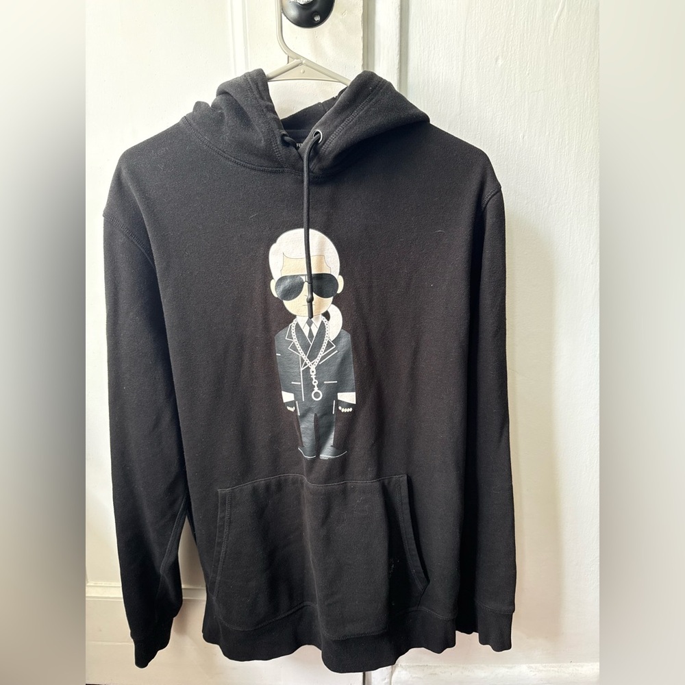Karl Lagerfeld Black Hoodie with Iconic Graphic